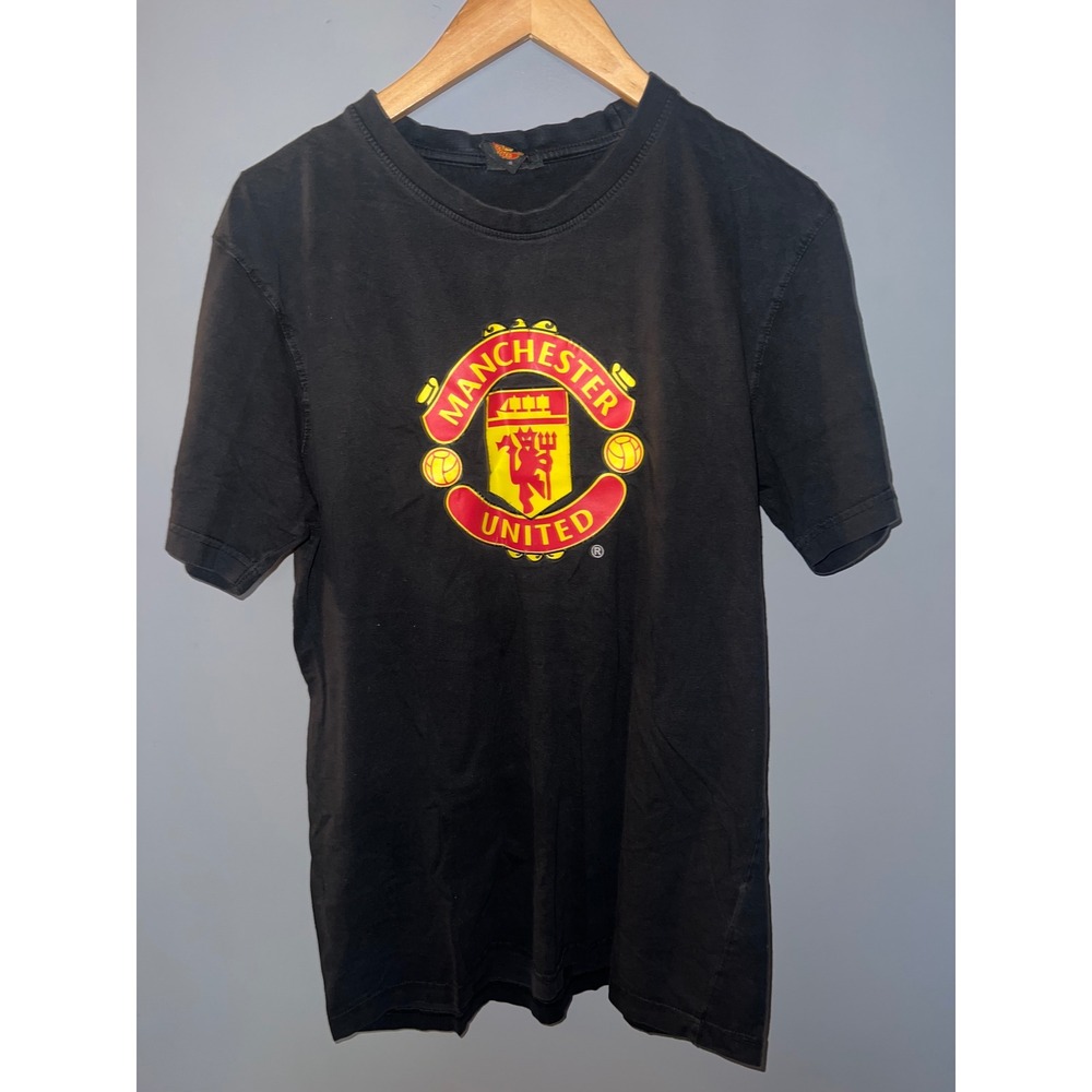 Manchester United Graphic T-Shirt Mens Large‎ Black Soccer Football Club Crest L